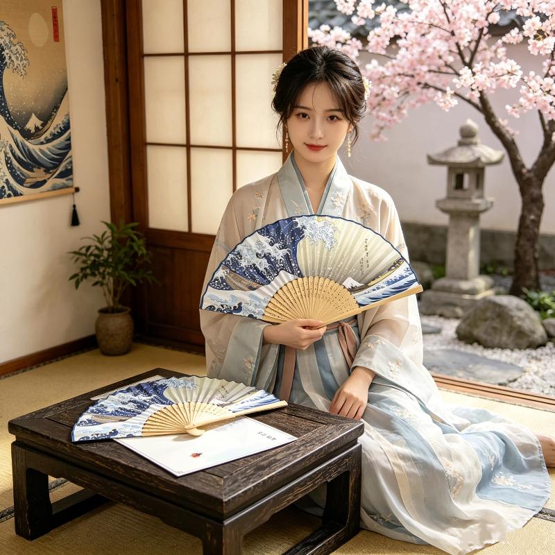Fan Sensu Folding - Kipas Lipat Bambu Ukiyoe Wave, Kipas